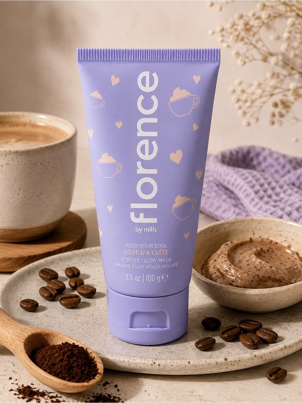 Florence by Mills Love U A Latte Coffee Glow Mask 3.5 oz 100g - New